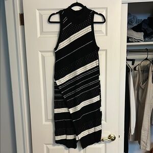 Elegant Black and White Striped Dress